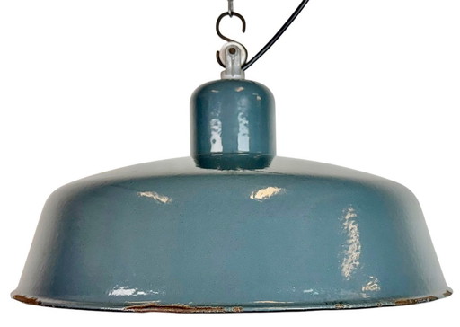 Lámpara colgante industrial de esmalte gris de Siemens, década de 1930