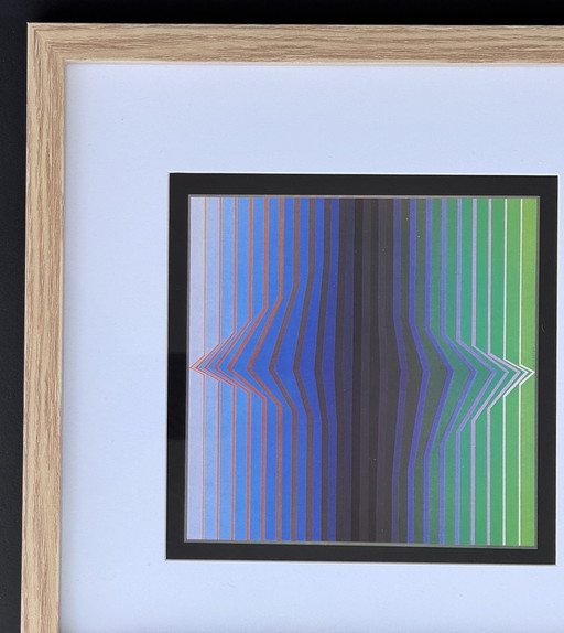 Victor Vasarely - dibujo original raro - 1971 - enmarcado