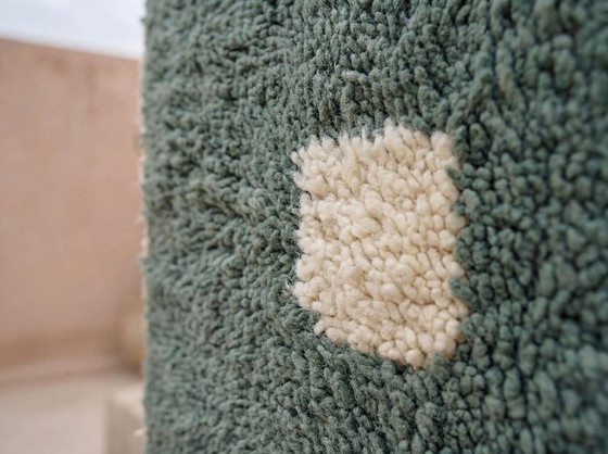 Image 1 of Handmade Berber rug in pure wool, green and white, size 250x150 cm