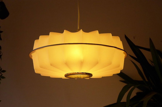 Image 1 of Rare vintage hanging lamp 60s 70s space age lamp pink Lars Schiøleri Hoyrup