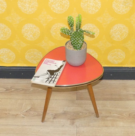 Original 50s 60s flower stool Resopal Red Ø34 H32 Retro decoration kidney table