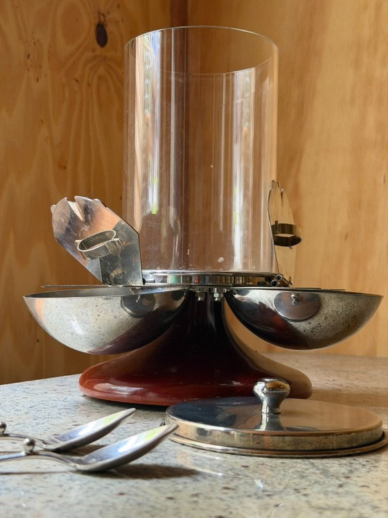 Rare Vintage 1950s Italian Revolving Condiment Server Space Age MCM Gravity Snack Sugar Dispenser Made in (photo 7 of 9)