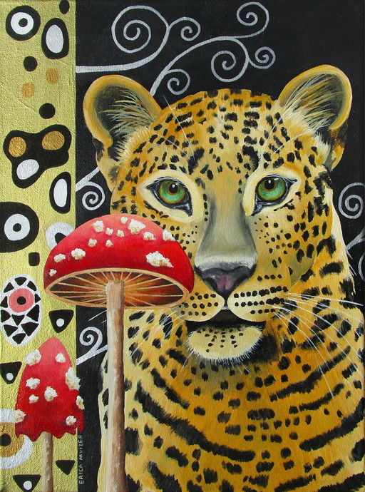 Beautiful hand painted painting of a jaguar