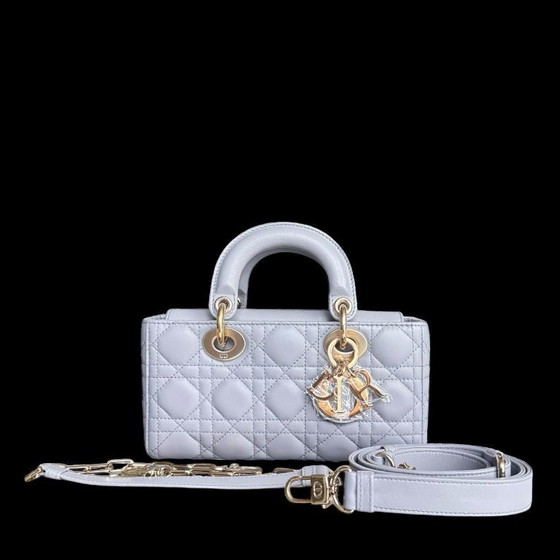 Image 1 of DIOR LADY D-JOY SMALL - CANNAGE LAMBSKIN GRAY GOLD HARDWARE
