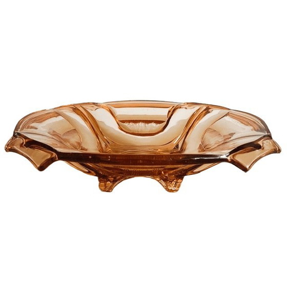 Image 1 of Vintage glass Walther Glas & Sons fruit bowl Sigrid Rosaline pink glass 1930s