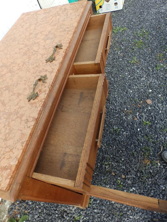Image 1 of Art Deco oak furniture with marble