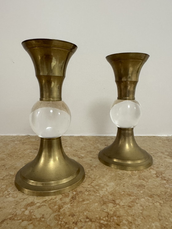 Portacandele Ottone Plexi Anni '70 – Brass, Plexiglass (photo 13 of 15)