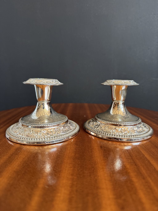 Silver-plated metal candlesticks from the 1980s