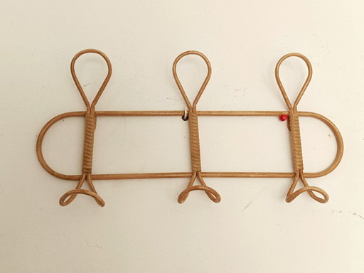 Portemanteau imitation rotin a 4 parères doubles