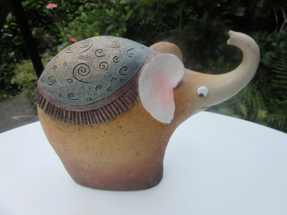 Image 1 of 2 Elephant Statues Figurines Ceramic Stoneware Mid Century Modern