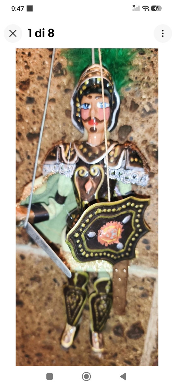 Orlando Pupo Marionetta Siciliana Vintage Cm 28 – Oggetti decorativi, Metal, Textile (photo 2 of 8)