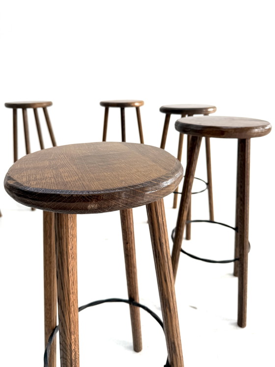 8x Brutalist Bar Stool ‘80s – Barstools, Cast Iron, Wood (photo 8 of 14)