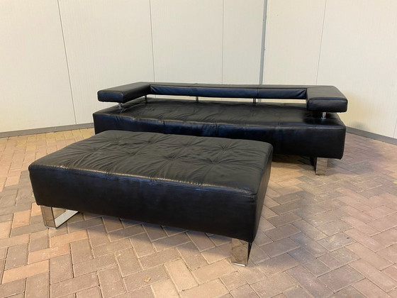 Image 1 of Montel 3-seater Genuine Leather Sofa with Ottoman