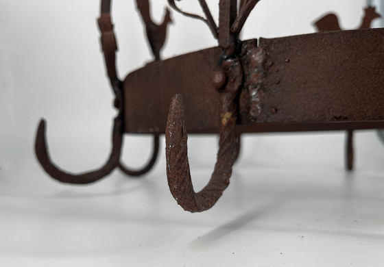 Image 1 of Spekkrans / kruidenhanger / kruidenkroon van smeedijzer - landhuisstijl