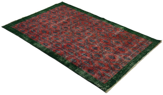 Tappeto turco vintage Oushak 216 × 141 cm – Rosso e verde, in lana, tessuto a mano – Tappeti, Wool (photo 5 of 10)