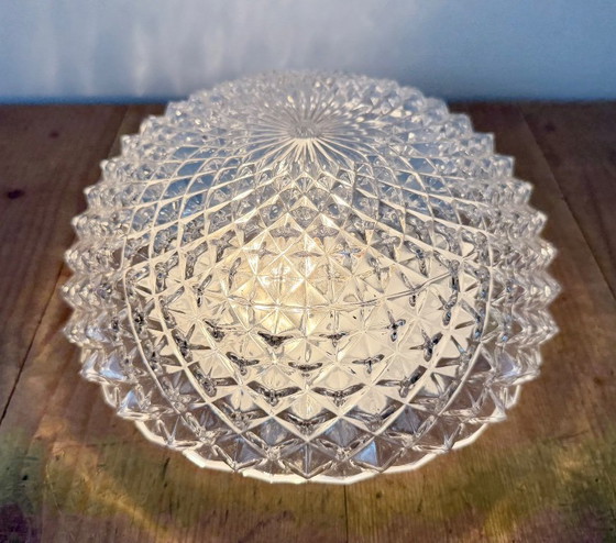 Vintage glazen wand- of plafondlamp uit de jaren 70. – Wandlampen, Glass, Metal (photo 9 of 15)