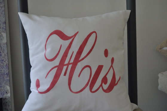 His and Hers Cotton Canvas Pillowcase, Wedding Gift, Home Decor / Set of 2 – Polyester (photo 6 of 7)