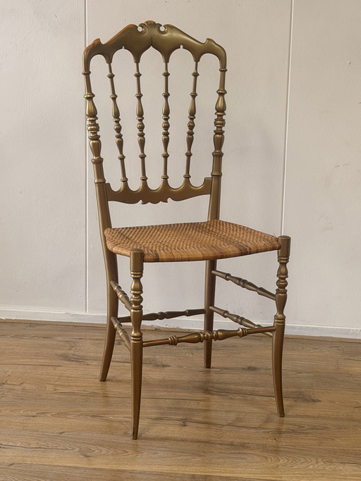 Sedia Chiavari dorata degli anni '70