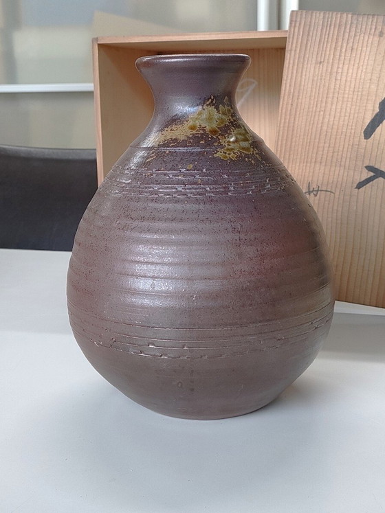 Image 1 of Vintage Japanse keramiek Tamba Tachikui Ware vaas van pottenbakker Keiichi Shimizu