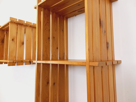 Image 1 of Coppia di mensole da parete vintage in pino in stile Maison Regain degli anni '80