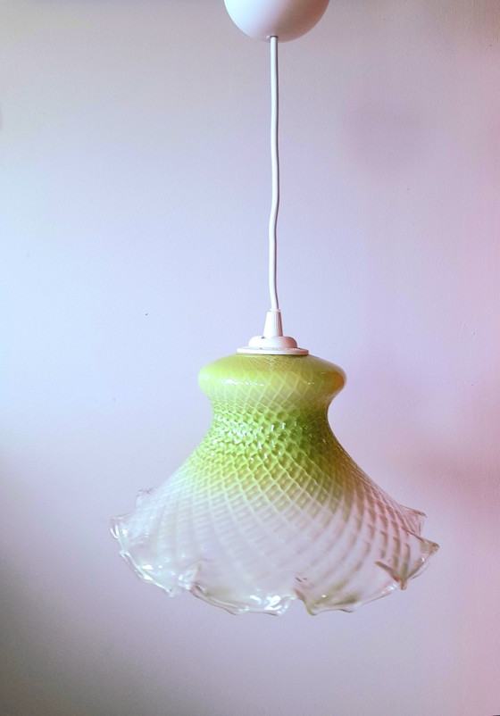 Image 1 of Hanglamp van gebrandschilderd glas uit de jaren 1950