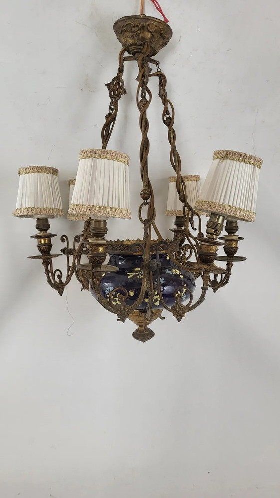 Napoleon III chandelier with 6 arms of light – Brass (photo 3 of 9)