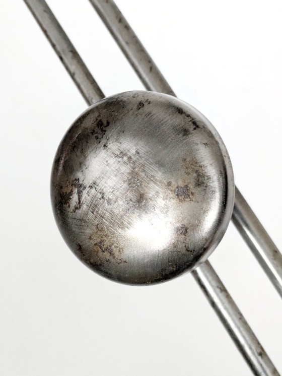 Image 1 of Paar französische Stahlgarderobenständer, industrielle Wandhaken aus den 1950er Jahren mit runden Köpfen