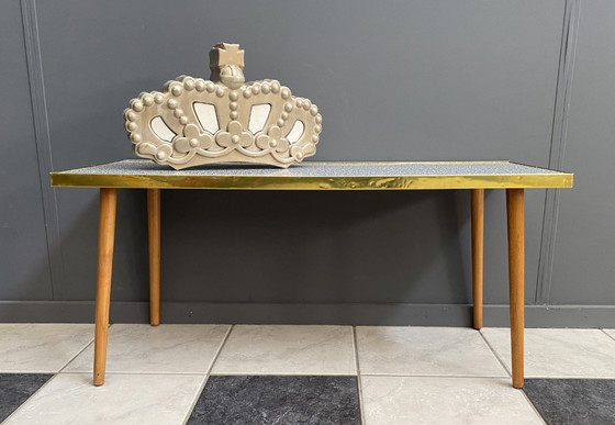 Image 1 of rectangular formica coffee tabel balck and white 1960s