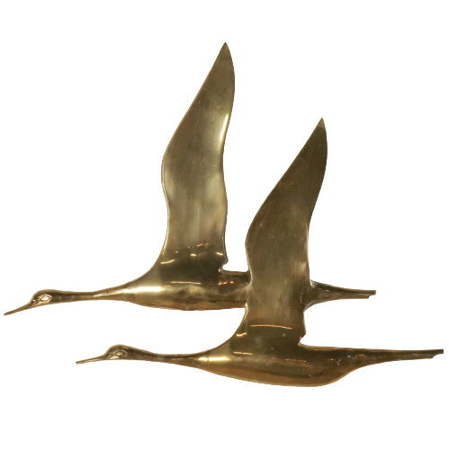 2 uccelli da parete in ottone