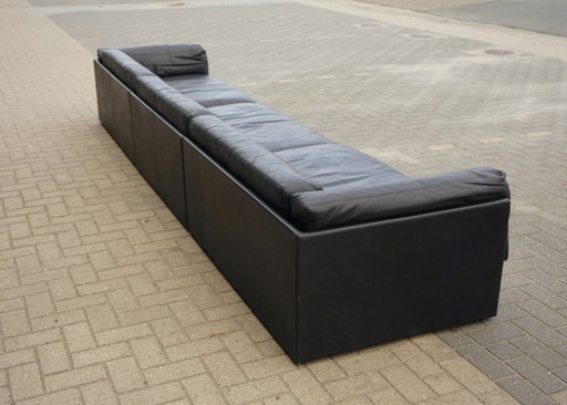 Large modular leather sofa in the style of De Sede, 1970s