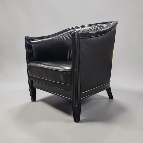 2 x fauteuil en cuir noir années 80 / style Art Déco / bon état – Leather, Art Deco (photo 17 of 19)