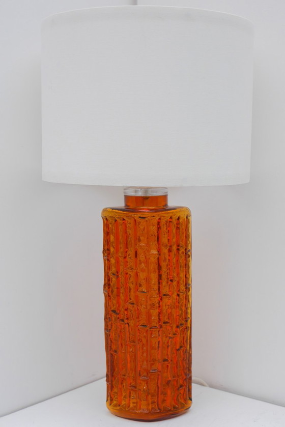 Grand Orange Glass Table Lamp by Gustav Leek for Orrefors, Sweden (photo 4 of 19)