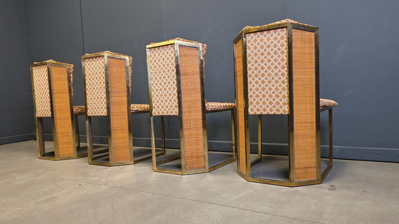 Image 1 of Romeo Rega Nr. 6 Stühle aus Messing und Korbgeflecht für Mario Sabot, 1970er Jahre – 4er-Set