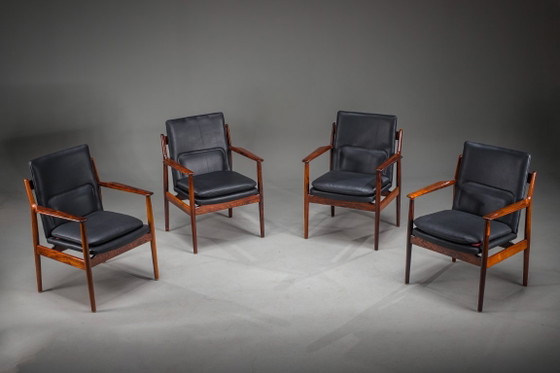 Image 1 of Dänische Modell 431 Sessel aus Leder von Arne Vodder für Sibast Møbler, 1960er, 4er-Set