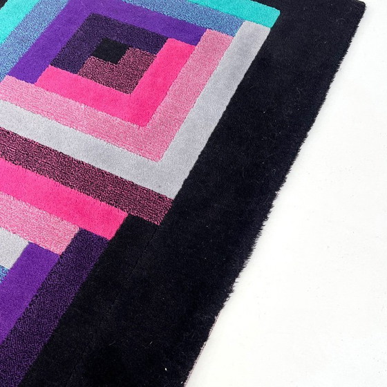 Image 1 of Großer geometrischer Wollteppich von Missoni, 1980er Jahre