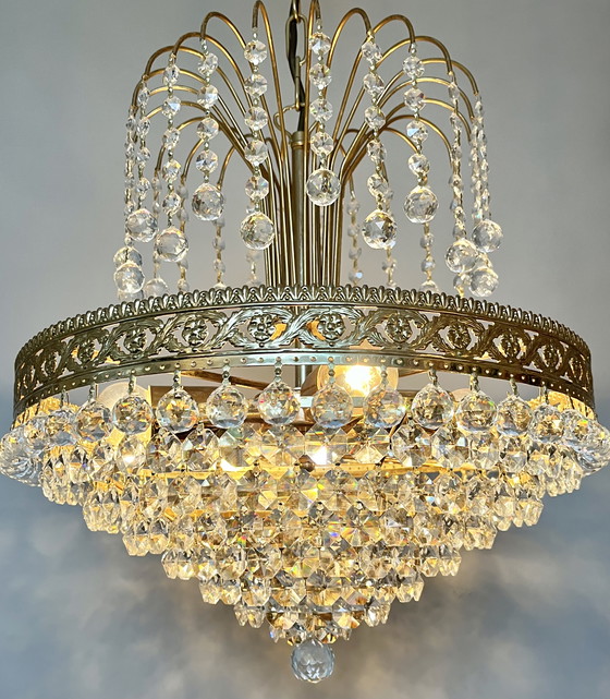 Image 1 of Swarovski Design Chandelier Crystal Balls Gold Leaf !