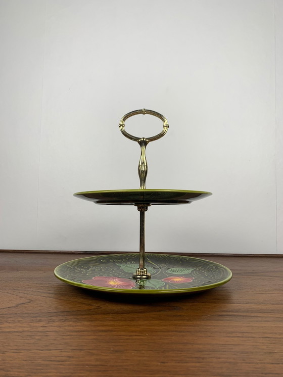 Image 1 of Vassoio/piatto in maiolica a due livelli, Sarreguemines, inizio XX secolo