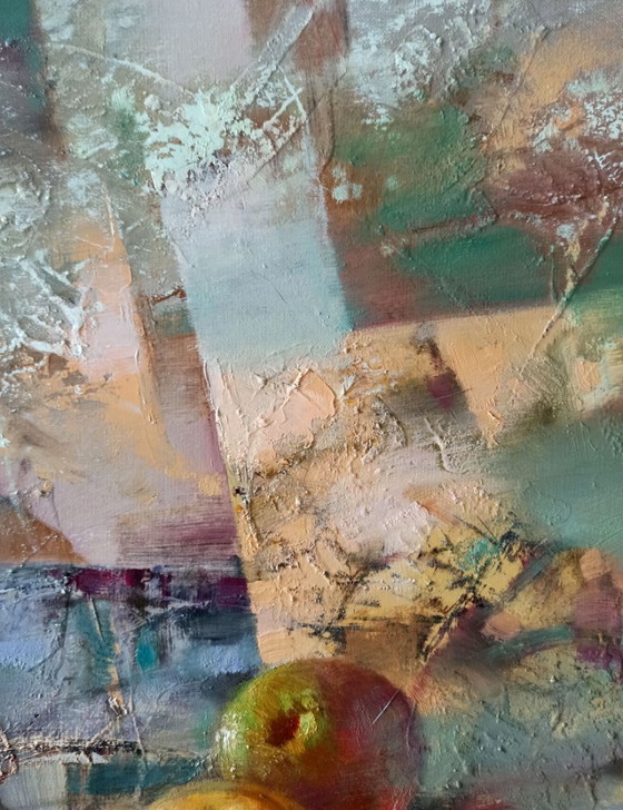 Original Oil Painting Abstract Expressionism Still Life Apples – Paintings & Drawings, Canvas (photo 6 of 10)