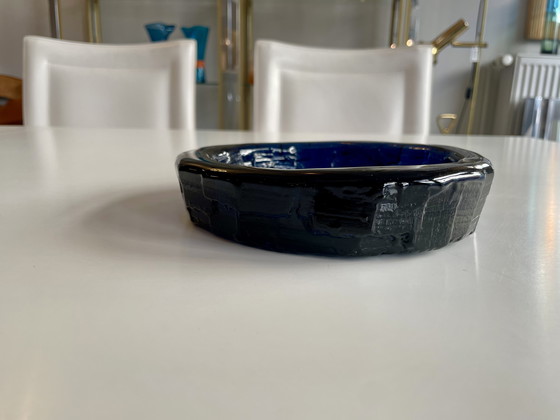 Image 1 of Schale aus mundgeblasenem Glas aus der Cobalt-Serie von Göte Augustsson für Ruda Glasbruk