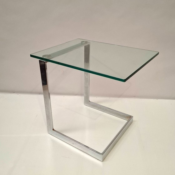 Image 1 of Vintage Gebra Bjzettafel van Glas en Chroom
