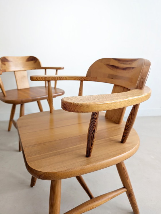 Image 1 of Satz von 6 Esstischstühlen aus Kiefernholz von Asko Finnland 1970s