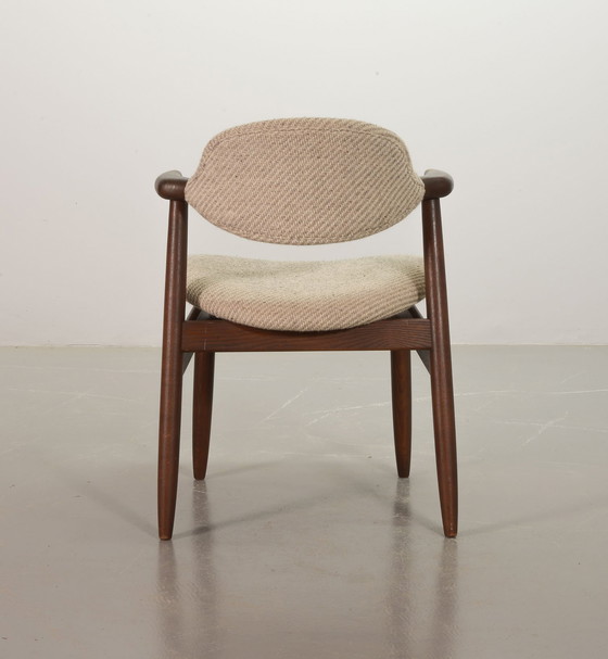 Image 1 of Sedie da pranzo Tijsseling in autentico stile vintage con tessuto di lana grigio-bianco di Hulmefa, set da 2