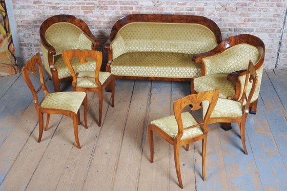 Conjunto de asientos estilo Imperio restaurado, nogal, con incrustaciones, de estilo polaco renovado, – Sofás (photo 5 of 19)