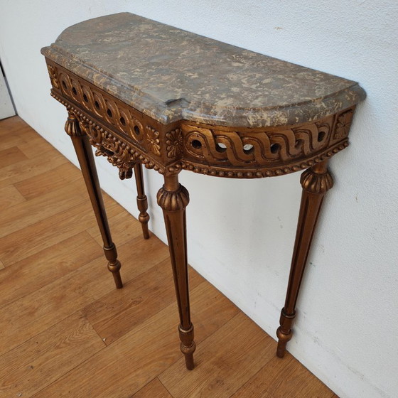 Image 1 of Vintage wall console, side table, console table with marble top. Italian