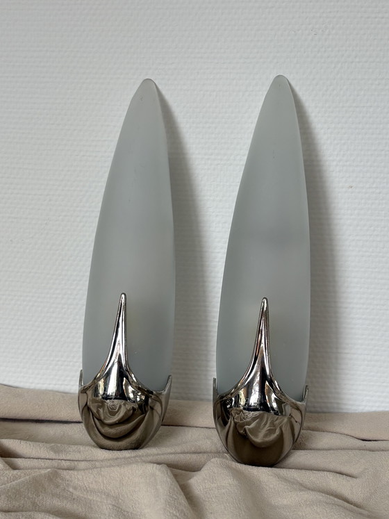 Image 1 of  Vintage art deco ‘Ears’ Idearte wandlamp set van 2 Spain 1980 l