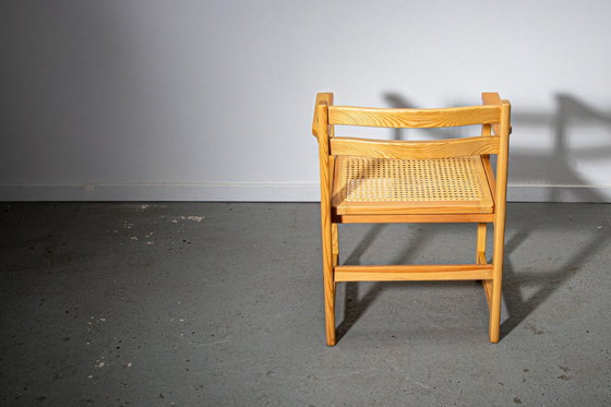 Image 1 of Sillón de pino y caña fabricado en Bélgica Circa. 1980