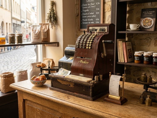 Mechanical Cash Register, Vintage Wooden Anker, 1920s, European