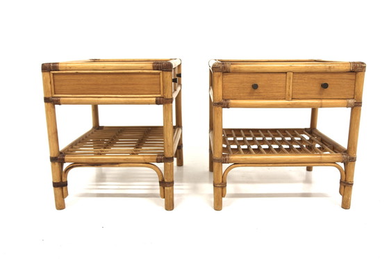 Image 1 of 2er-Set Nachttische aus Rattan, Dux, Schweden, 1960
