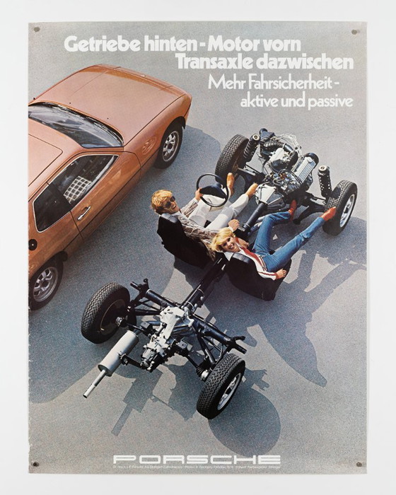 Image 1 of Porsche Getriebe Hinten - Motor Vorn – 1976 – Poster originale Porsche vintage di Werbeagentur Strenger – 102x76 cm