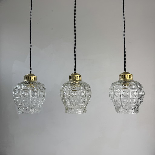 SET OF 3 VINTAGE BUBBLE GLASS HANGERS